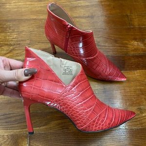 Red Zara Animal Print Ankle Boots